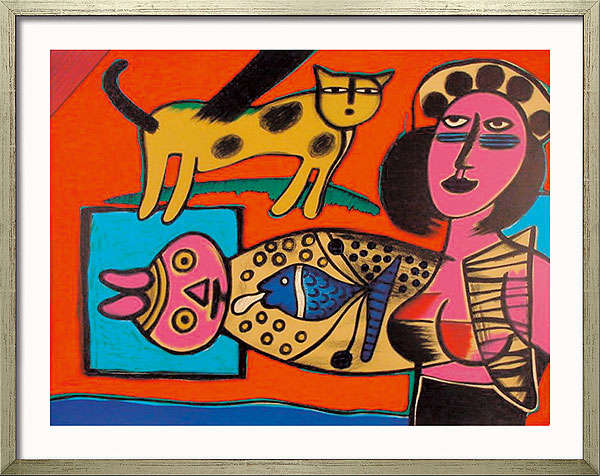 Frau, Katze und Vogel (Femme, Chat et l’Oiseau)